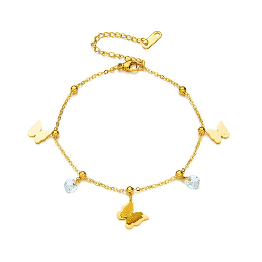 18K gold plated Stainless steel  Butterfly anklet, Intensity