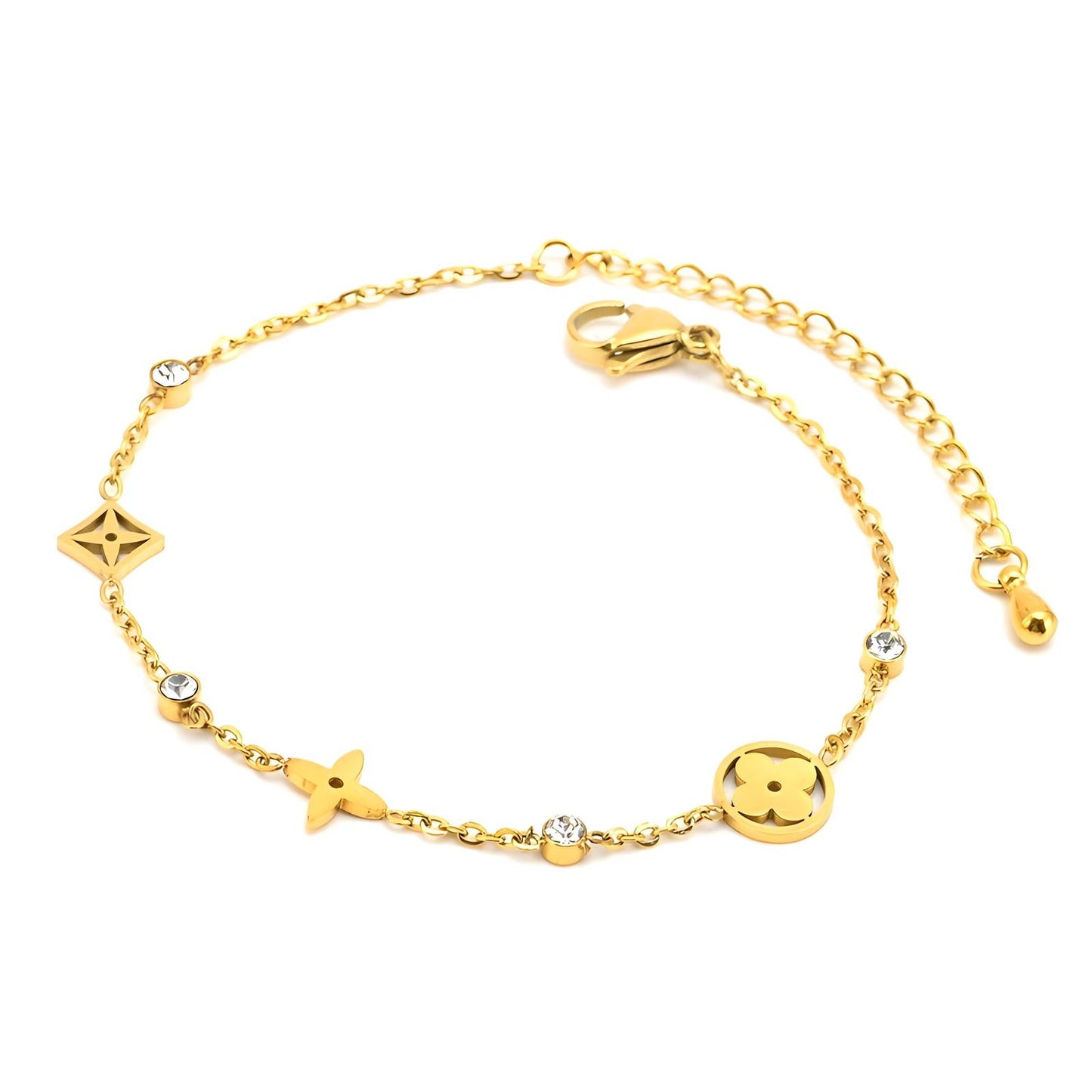 18K gold plated Stainless steel  Four-leaf clover bracelet, Intensity