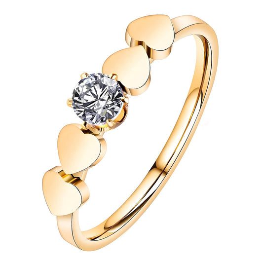 18K gold plated Stainless steel  Hearts finger ring, Intensity