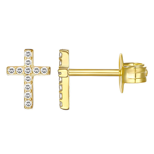 18K gold plated Stainless steel  Crosses earrings, Intensity