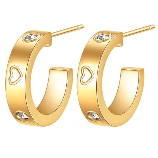 18K gold plated Stainless steel  Hearts earrings, Intensity