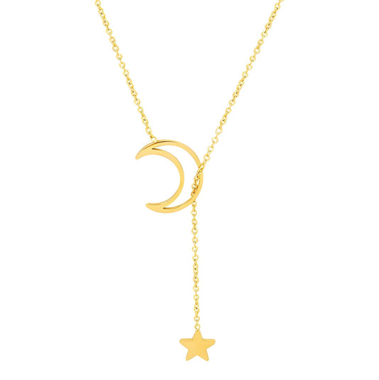 18K gold plated Stainless steel  Moon and star necklace, Intensity
