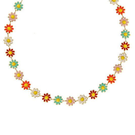 18K gold plated Stainless steel  Flowers necklace, Intensity