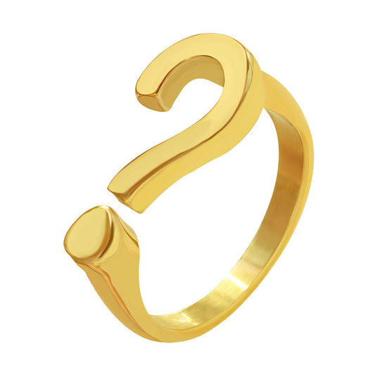 18K gold plated Stainless steel  Question mark finger ring, Intensity