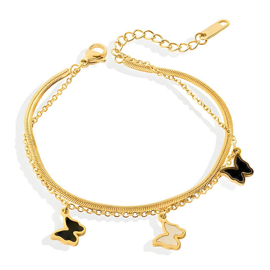 18K gold plated Stainless steel  Butterflies bracelet, Intensity