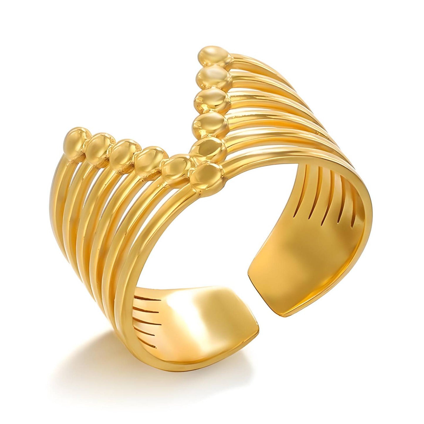 18K gold plated Stainless steel  Letter V finger ring, Intensity