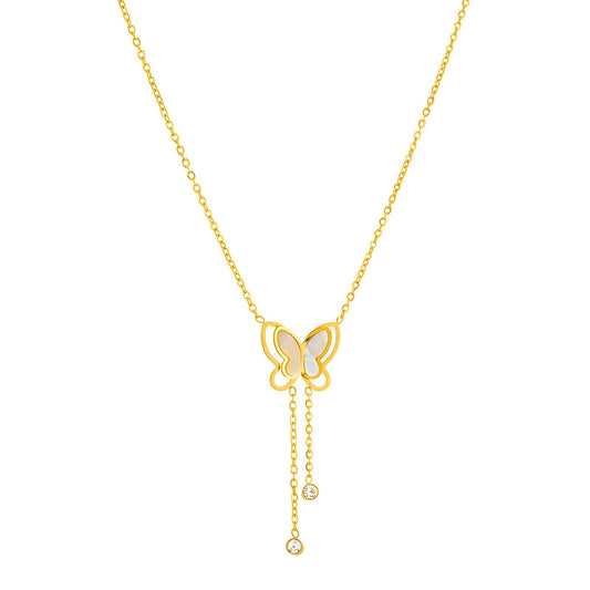 18K gold plated Stainless steel  Butterfly necklace, Intensity